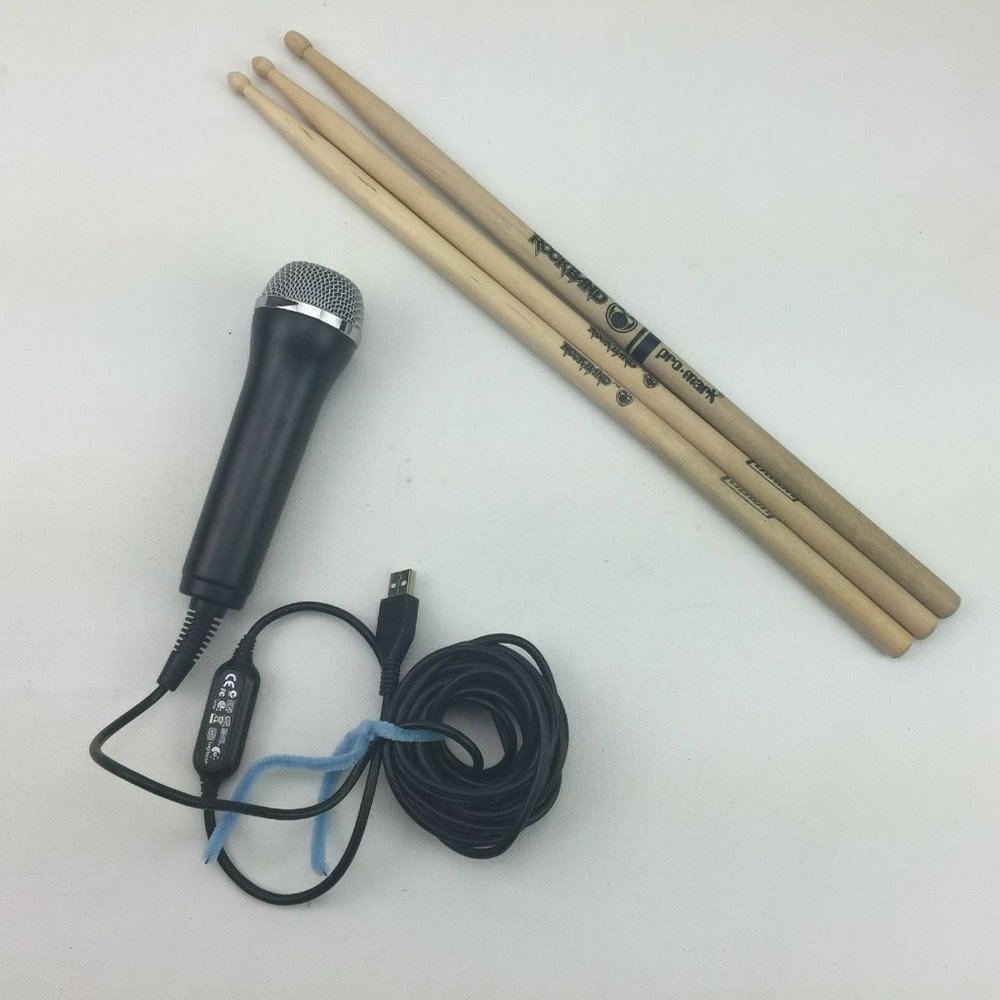 Guitar Hero Rock Band Game Microphone Wooden Drumstick Game Pieces USB